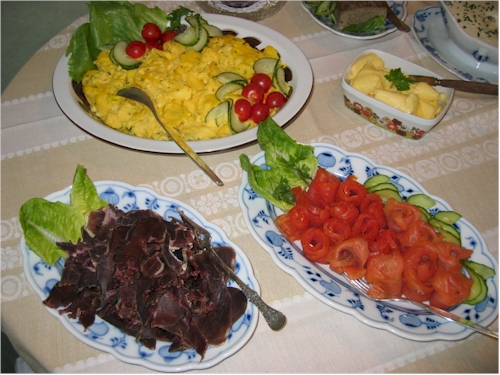 spekemat with lox and scrambled eggs